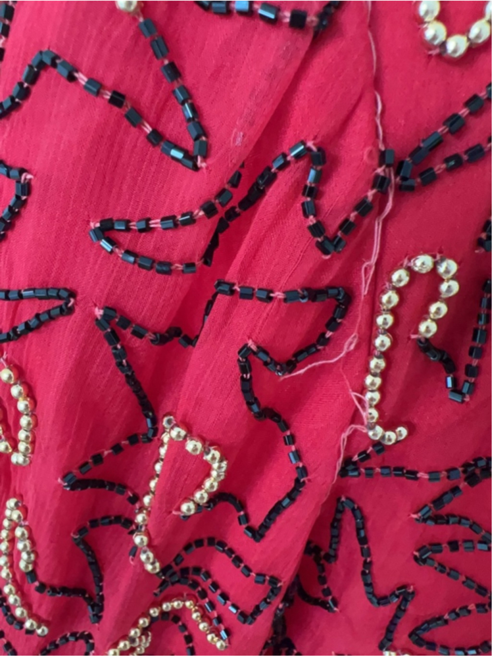 Vintage Lawrence Kazar Red Beaded Jacket Gold Embellished Evening Bolero XL - Picture 13 of 14